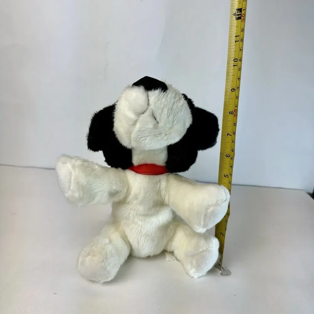 Russ Berrie Marshmallow Dog Plush Stuffed Animal White & Black Soft 9